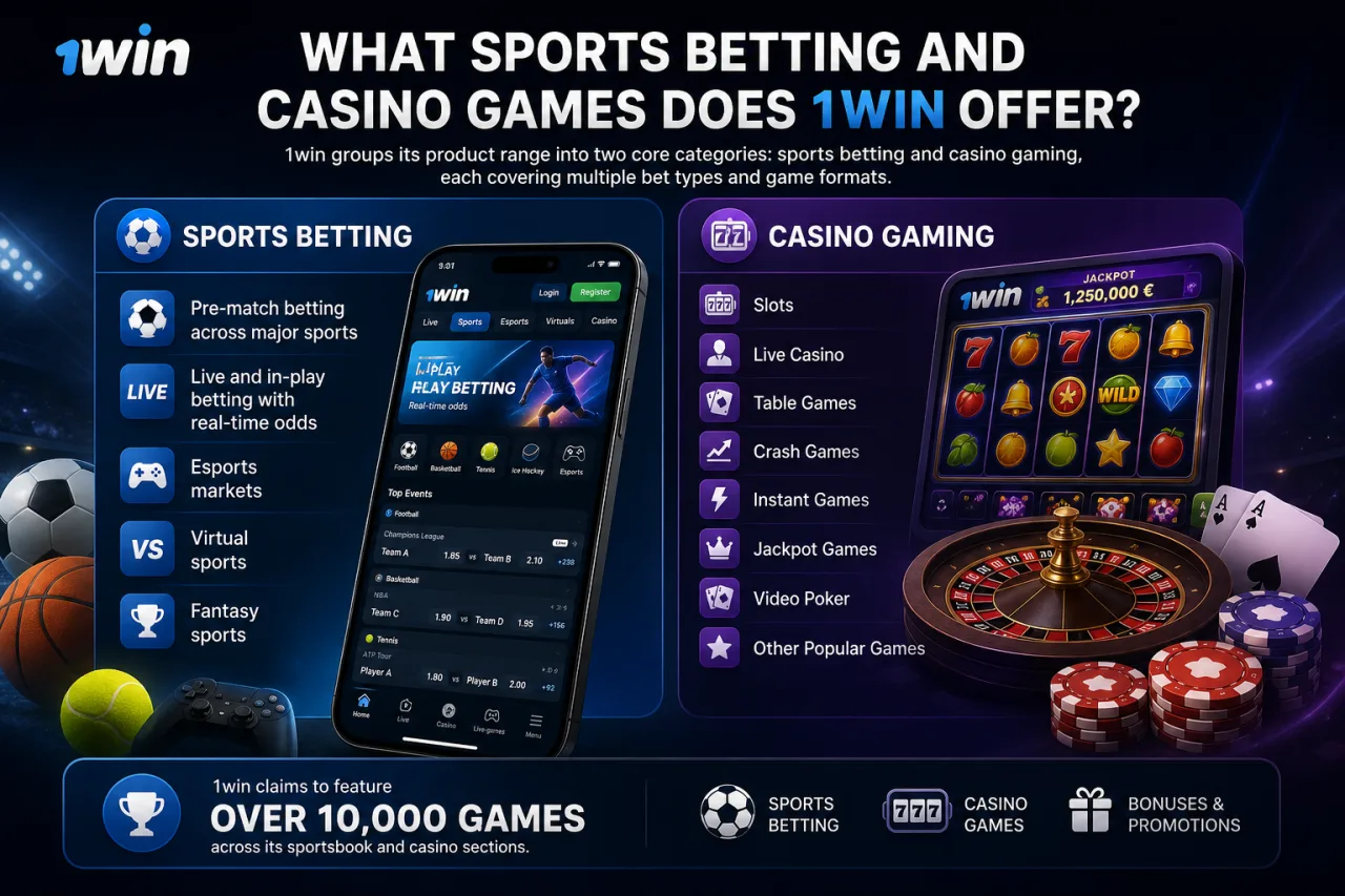 What Sports Betting and Casino Games Does 1win Offer