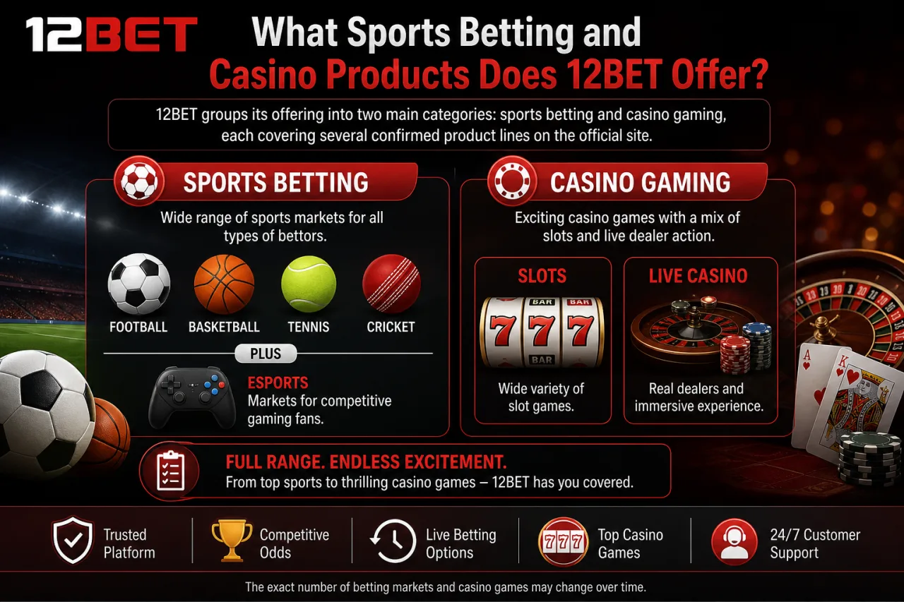 What Sports Betting and Casino Products Does 12BET Offer