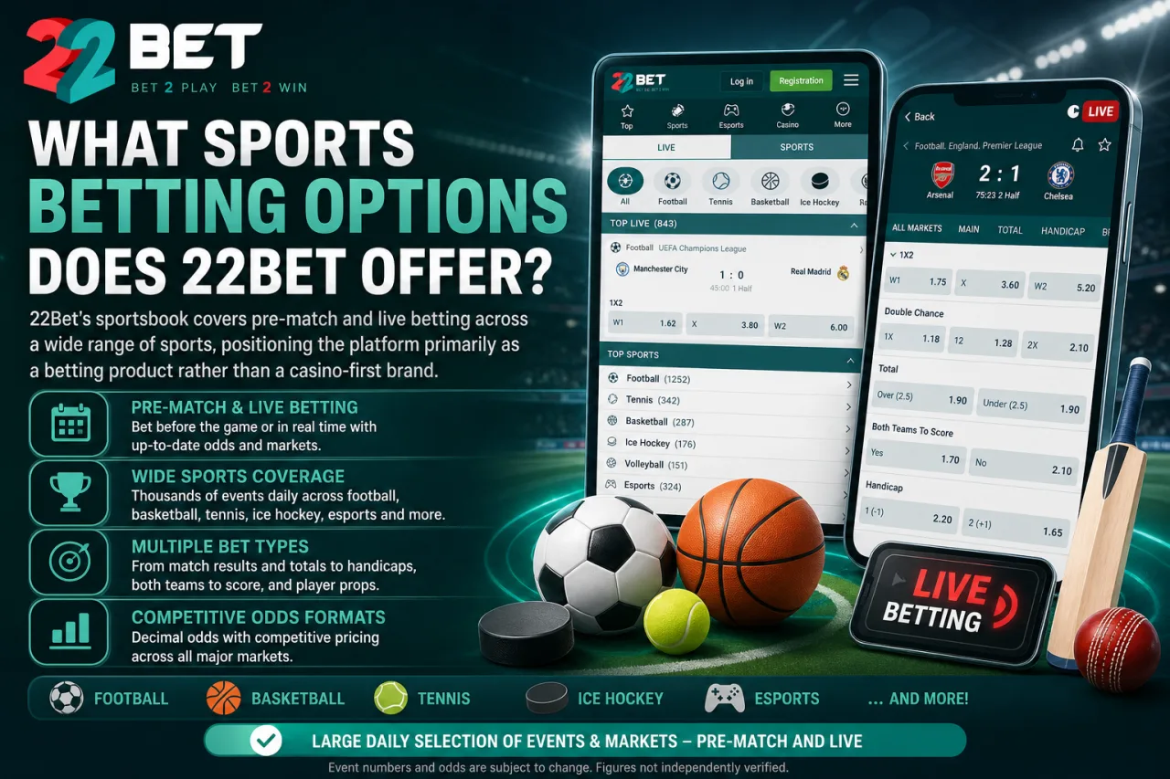 What Sports Betting Options Does 22Bet Offer