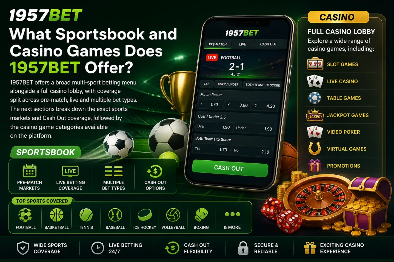 What Sportsbook and Casino Games Does 1957BET Offer