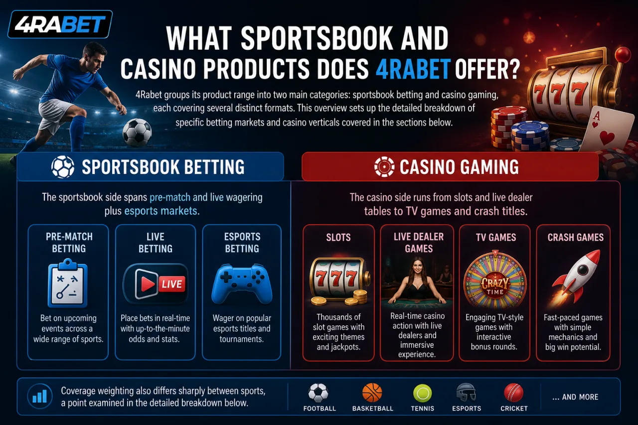 What Sportsbook and Casino Products Does 4Rabet Offer