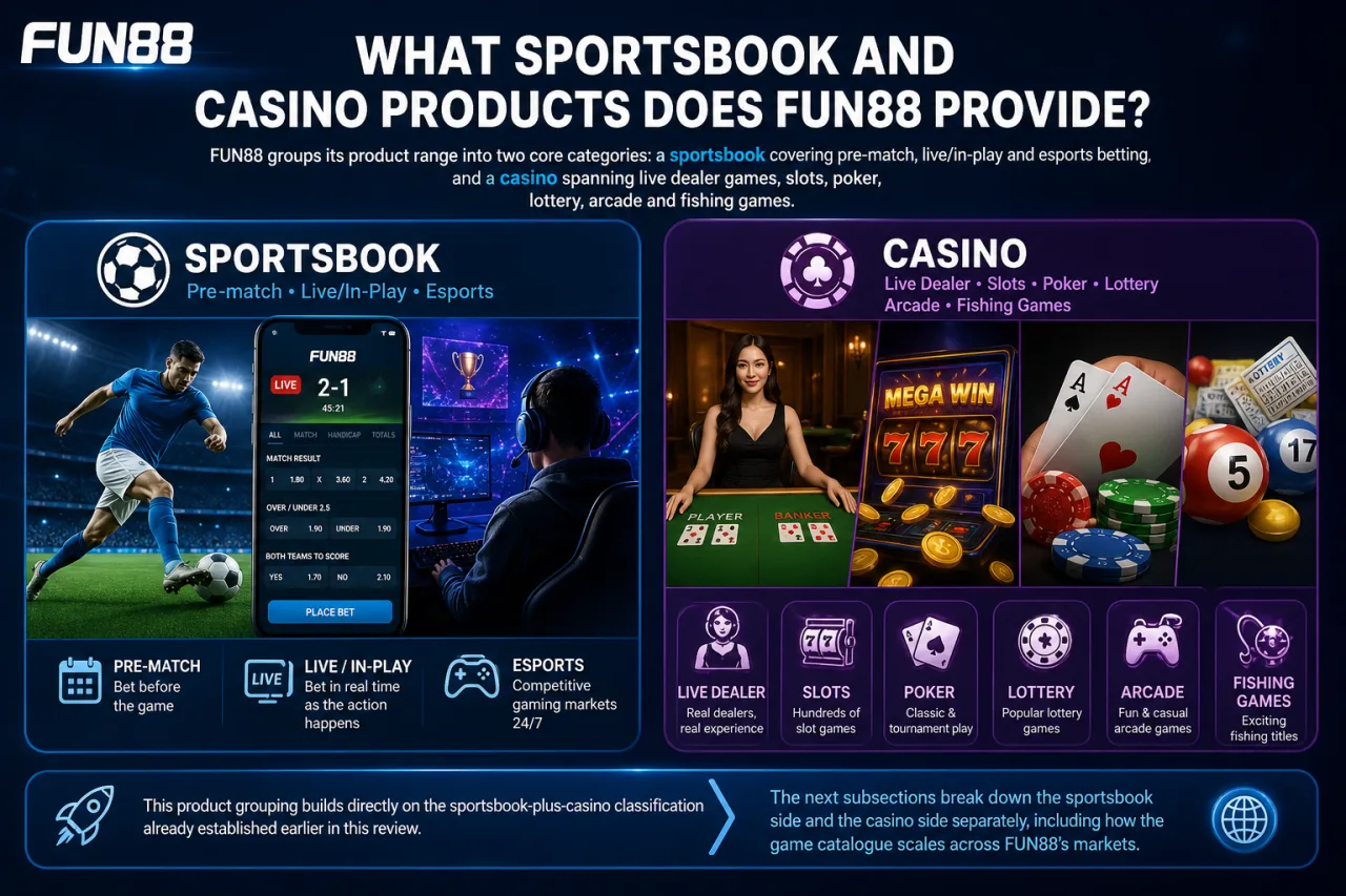 FUN88 sportsbook and casino products