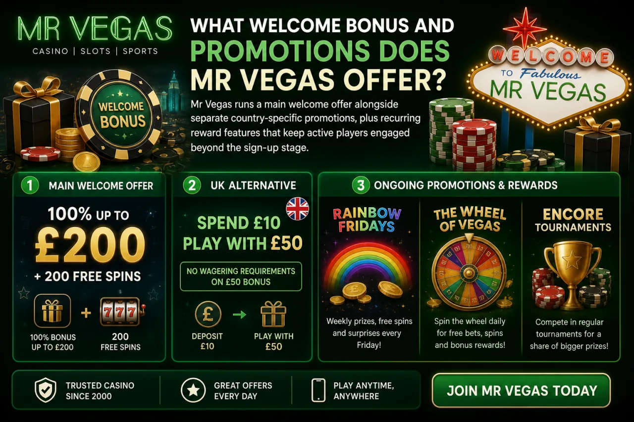 What Welcome Bonus and Promotions Does Mr Vegas Offer