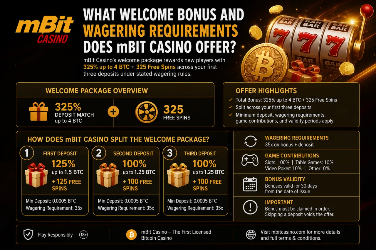 What Welcome Bonus and Wagering Requirements Does mBit Casino Offer
