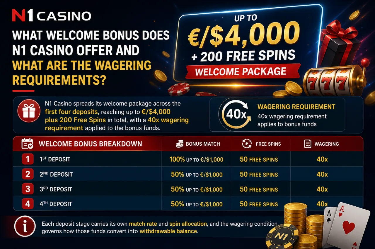 What Welcome Bonus Does N1 Casino Offer and What Are the Wagering Requirements