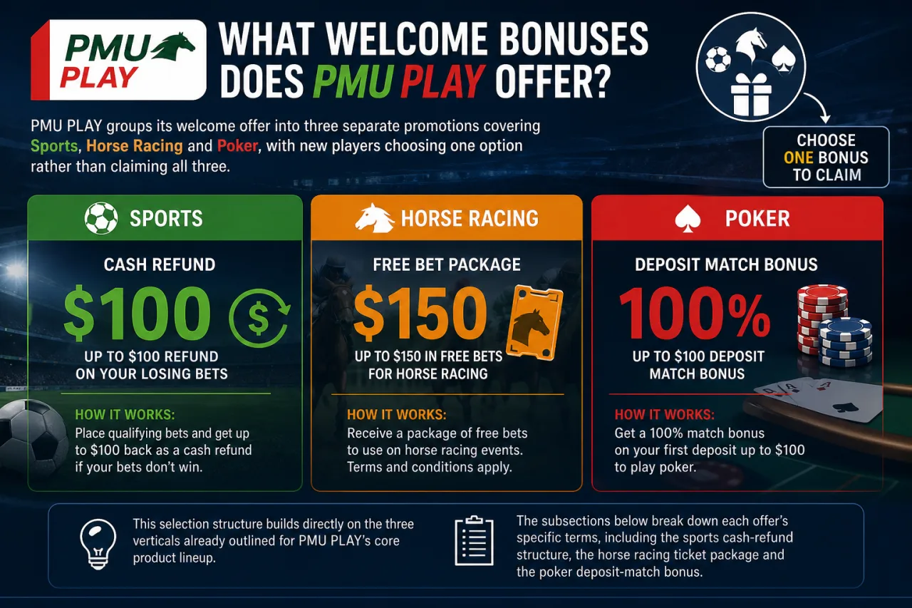 What Welcome Bonuses Does PMU PLAY Offer for Sports, Horse Racing and Poker
