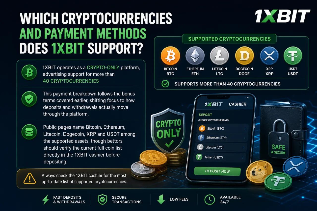Which Cryptocurrencies and Payment Methods Does 1XBIT Support