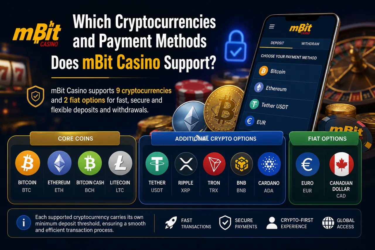 Which Cryptocurrencies and Payment Methods Does mBit Casino Support