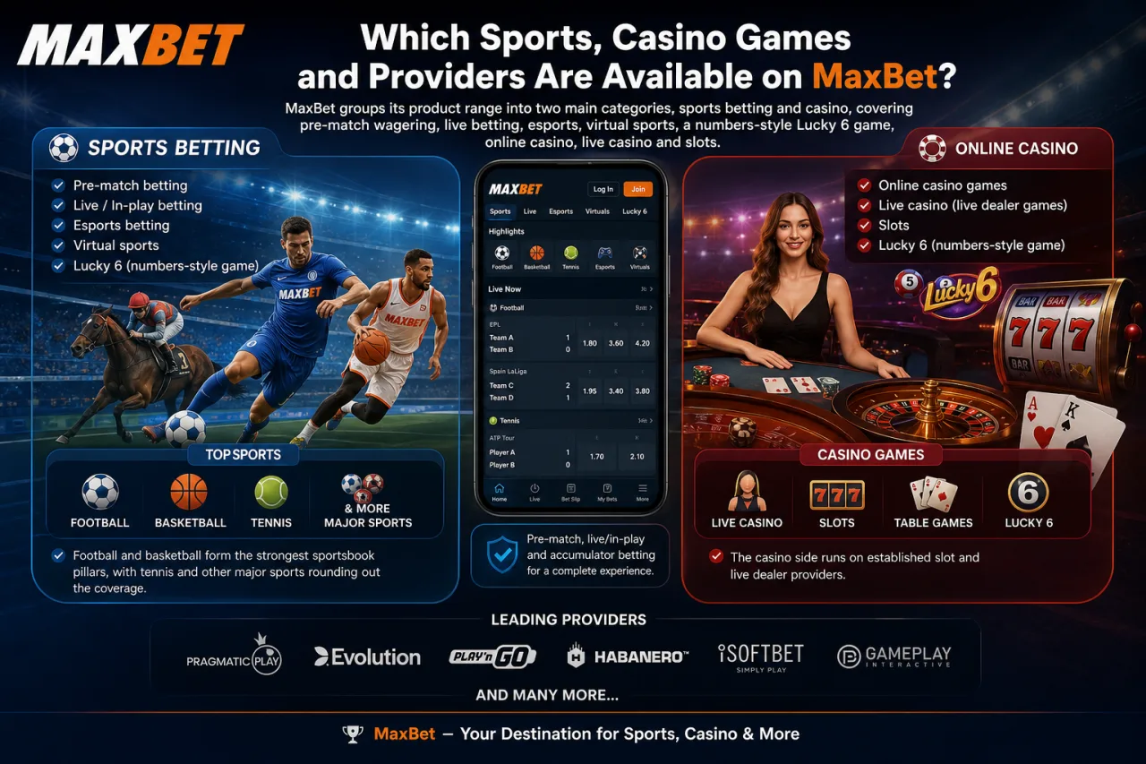 Which Sports, Casino Games and Providers Are Available on MaxBet