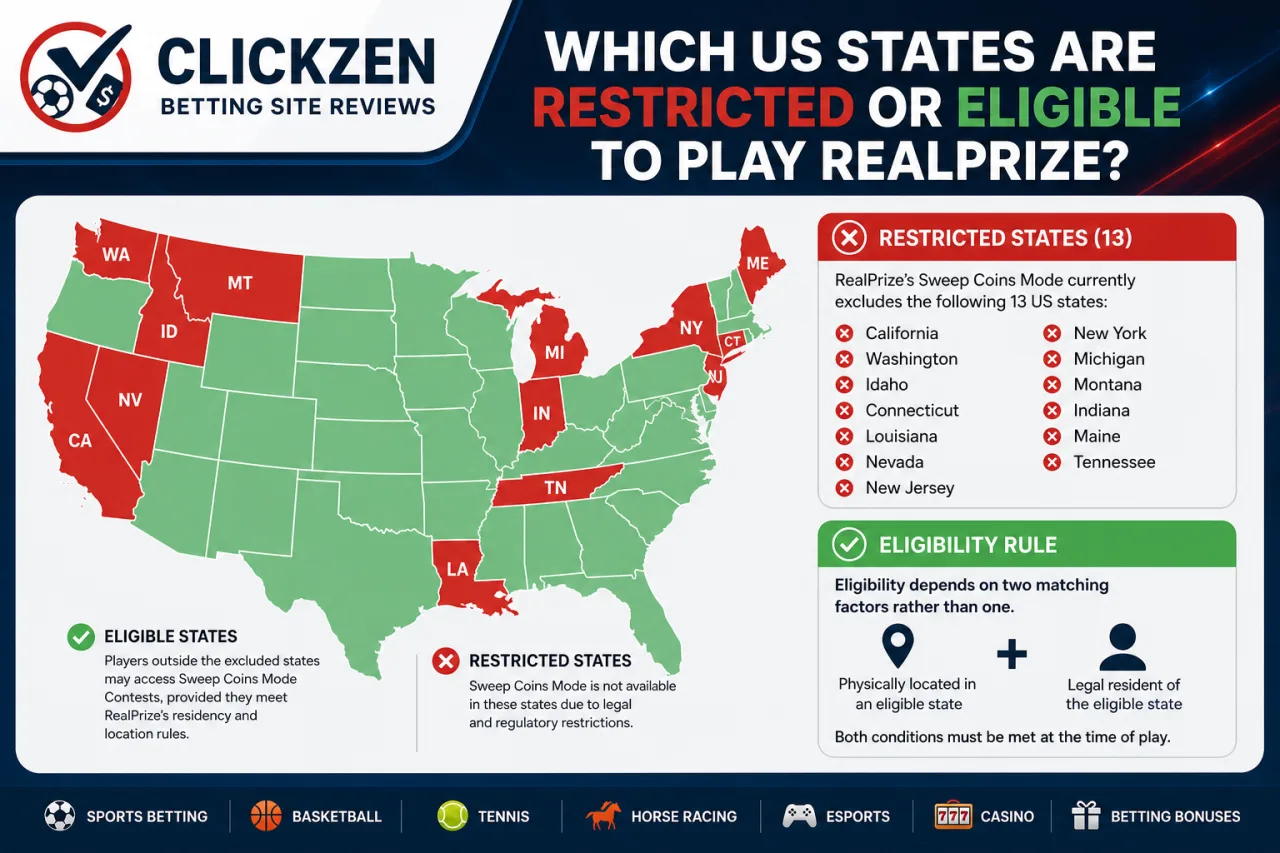 Which US States Are Restricted or Eligible to Play RealPrize