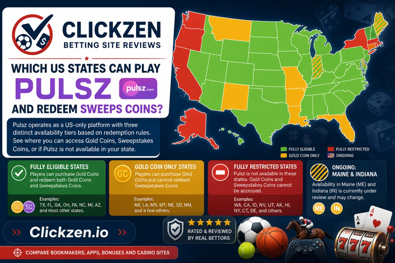 Which US States Can Play Pulsz and Redeem Sweeps Coins